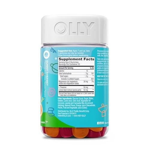 OLLY Kids Chillax Gummy – Calm & Relaxed Mood Support with Magnesium, L-Theanine & Lemon Balm – Sherbet Flavored – 70 Count (35 Day Supply) - görsel 5