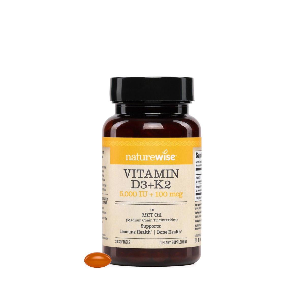 NatureWise Vegan Vitamin D3 + K2 in Organic Coconut MCT Oil - Natural D3 10000IU + Natural K2 200mcg - High Absorption Bone Support - Non-GMO - USA Manufactured - 30 Softgels [30-Day Supply] - görsel 5