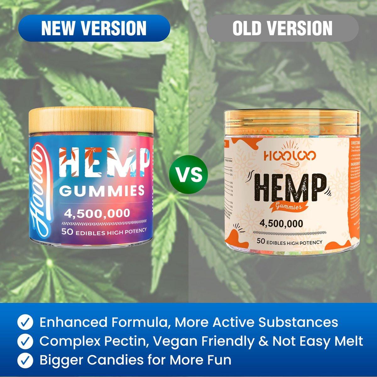 HOOLOO Hemp Gummies for Deep Bedtimes, Unwind, Focus - 6 Fruity Flavors Big Cubes Gummy Infused Vitamins Omega 3 - Extra Strength 4,500,000 for Adults - Made in USA - görsel 8
