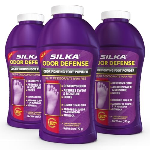 SILKA Odor Fighting Foot Powder & Shoe Deodorizer with Corn Starch Powder, Talc & Cooling Beads for Lasting Freshness, Absorbs Sweat & Excess Moisture, 6 Oz (PACK OF 3) - görsel 1