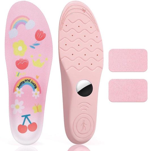 Sifemp Insoles for Airtag Hidden Holder, Tracker Device Case for Kids, Comfortable Inserts for Shoes, Pink Rainbow (Pink, Foot:7.1-7.5IN/Insole:7.6-8.3IN/12.5C-1Y)