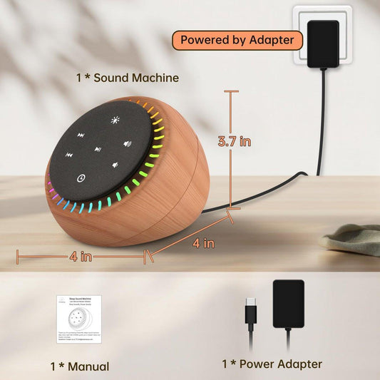 DreamSky Sound Machine for Sleep, White Noise for Sleeping Adults & Baby, Brown Noise Fan for Office Privacy & Noise Canceling, 26 Sounds & RGB Light, USB-C Powered for Home Travel