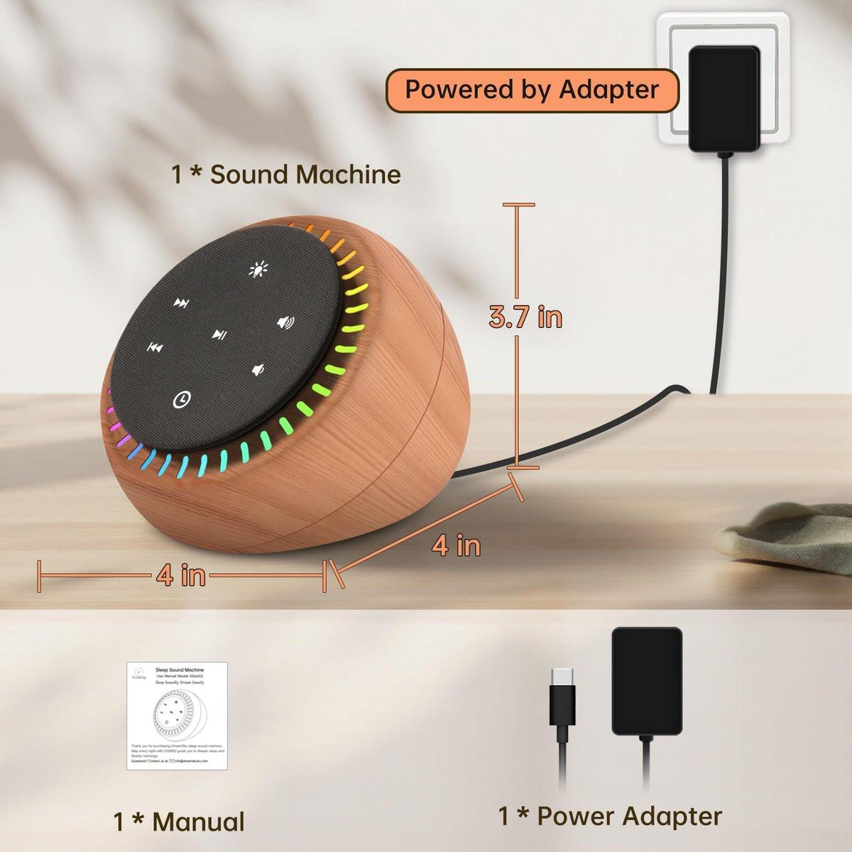 DreamSky Sound Machine for Sleep, White Noise for Sleeping Adults & Baby, Brown Noise Fan for Office Privacy & Noise Canceling, 26 Sounds & RGB Light, USB-C Powered for Home Travel - görsel 9