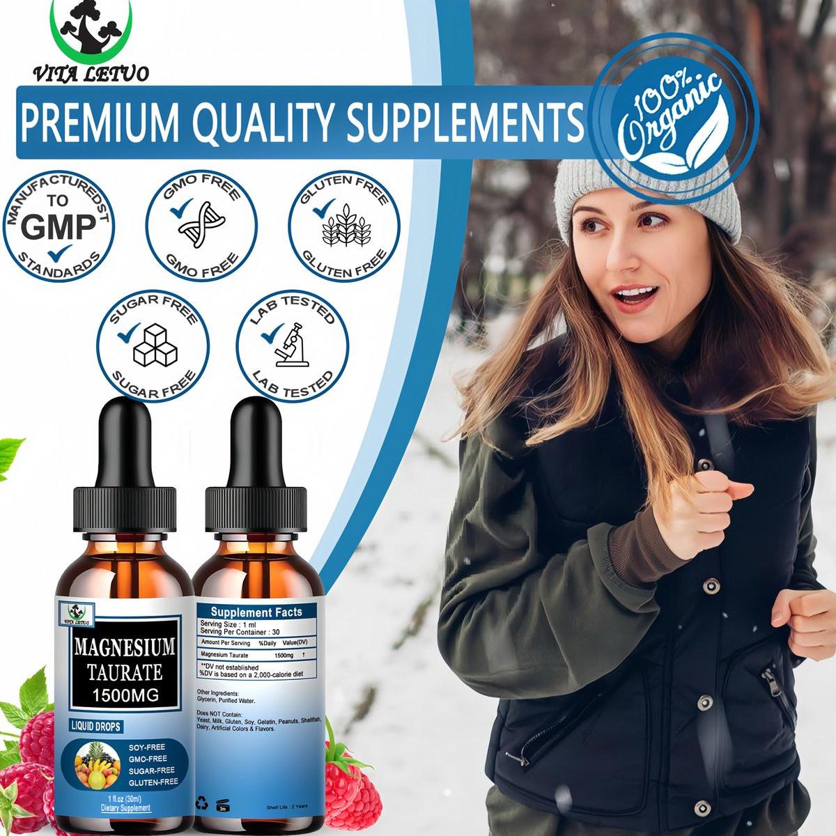 Magnesium Taurate Liquid Drops, High Absorption Magnesium Taurate 1500mg for Cardiovascular Health, Muscle, Joint, and Heart Health*, Liquid Magnesium Supplement for Adults Women & Men, 30 Servings - görsel 15