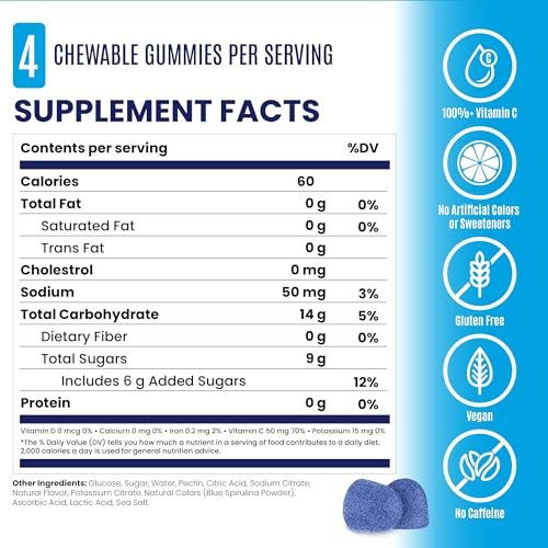 SaltStick Energy Gummies with Electrolytes, Sour Blue Razz, Easy to Chew Electrolyte Gummy, Energy Chews that Taste Great, Caffeine Free - 10 Packs, 80 Gummies - görsel 1