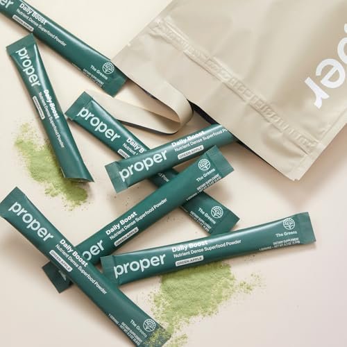 Proper, The Greens Daily Boost Organic Greens Powder - Whole Food, Apple Flavor Veggie Powder Superfood with Wheatgrass, Spirulina, Chlorella, Probiotics - Daily Drink Mix for Wellness and Digestion (15 Servings) - görsel 4