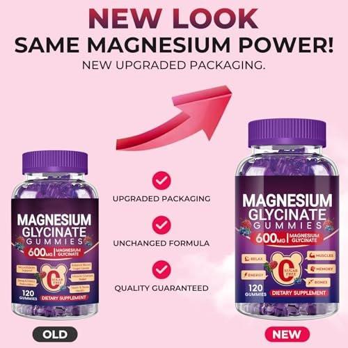 Magnesium Glycinate Gummies 600mg High Absorption, Manganese Glycinate for Women and Men with Vitamin D, B6, and CoQ10 for Adults & Kids, Magnesium for Calm Support & Sleep, 60 Days Supply - görsel 1
