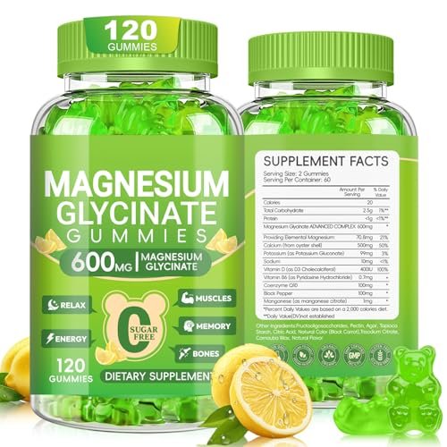 Magnesium Glycinate Gummies 600mg for Women and Men, High Absorption Magnesium Glycinate with Vitamin D, B6, and CoQ10 for Calm Support & Sleep, Sugar Free, Vegan, 60 Days Supply - görsel 5