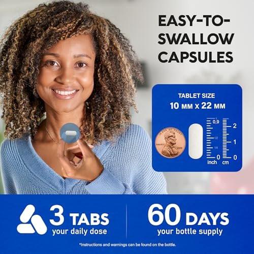 Calcium 1200 mg with Vitamin D3 - Calcium Citrate Supplements for Women & Men - Bone Health, Strength & Density - High Absorption & Slow Release - Lab Tested - 180 Tablets, 60 Days Supply - görsel 2
