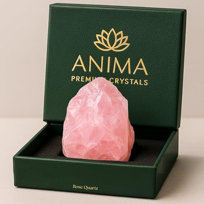 Anima Rose Quartz Crystal – Large 1.6–2" Soft Pink Natural Raw Rose Quartz Stone for Unconditional Love, Healing & Harmony – Ethically Sourced, Presented in Elegant Gift Box