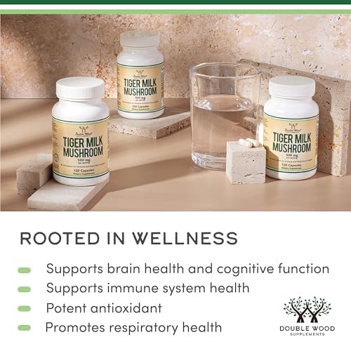 Double Wood Supplements Tiger's Milk Mushroom Supplement (Lignosus Fungi) 500mg per Serving, 120 Capsules – Antioxidant for Respiratory and Lung Health Support, Vegan Safe, Non-GMO - görsel 8