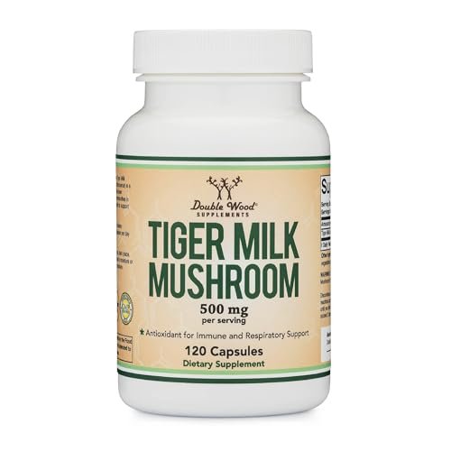 Double Wood Supplements Tiger's Milk Mushroom Supplement (Lignosus Fungi) 500mg per Serving, 120 Capsules – Antioxidant for Respiratory and Lung Health Support, Vegan Safe, Non-GMO - görsel 2
