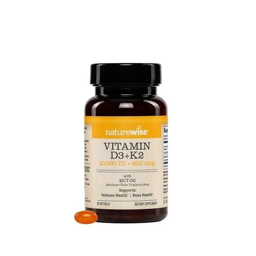 NatureWise Vegan Vitamin D3 + K2 with Organic Coconut MCT Oil - Natural D3 5000IU + Natural K2 100mcg - High Absorption Bone Support - Soy & Gluten Free - USA Manufactured - 30 Softgels[30-Day Supply] - görsel 4