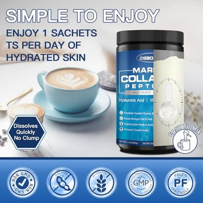 ZEBORA Marine Collagen Peptides Powder 50 – Hydrolyzed Marine Collagen: Derived from wild-caught fish, the – Image 1