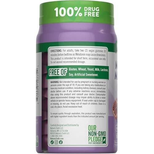 Nature's Truth Melatonin with Magnesium Gummies | 60 Count | Plus L-Theanine | Blueberry Pomegranate Flavor | Vegan, Non-GMO & Gluten Free Supplement - görsel 10