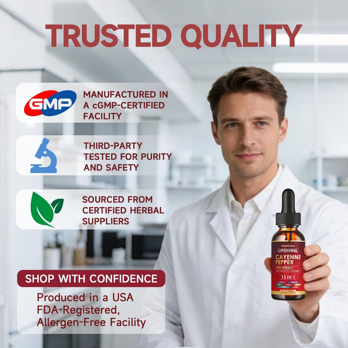15 in1 Liposomal Cayenne Pepper Liquid Drops Supplement, with Vitamin D3 K2, Hawthorn, Berberine HCL, Beet Root, Turmeric, Cinnamon, Digestion, Circulatory Heath Support- 2 Fl Oz for 30 Days - görsel 3