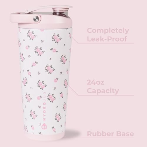 HydroJug 24 oz New Stainless Steel Shaker – Insulated, Leakproof, BPA-Free with Silent Mixing Grate – No Clumps, No Noise – Premium Shaker for Fitness, Sports & Everyday Use, Wildrose - görsel 2