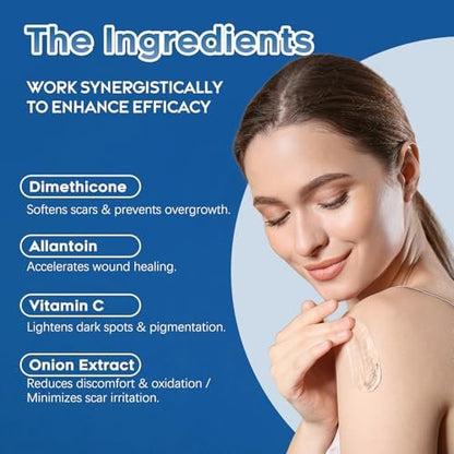 Advanced Silicone Scar Gel for Face & Body – Silicone Scar Cream for Old & New Scars, Reduces Appearance of Scars from Acne, Surgery, Burns, Injuries, C-Sections & More – 3.53 oz (100g)