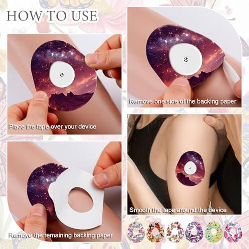 FuWeave 36 Pack Adhesive Patch with Starry Sky Design Compatible with Dexcom G7 Waterproof CGM Covers Sweatproof Colored Sensor Continuous Glucose Monitor Protection Cover Split Backing CGM Tape - görsel 1