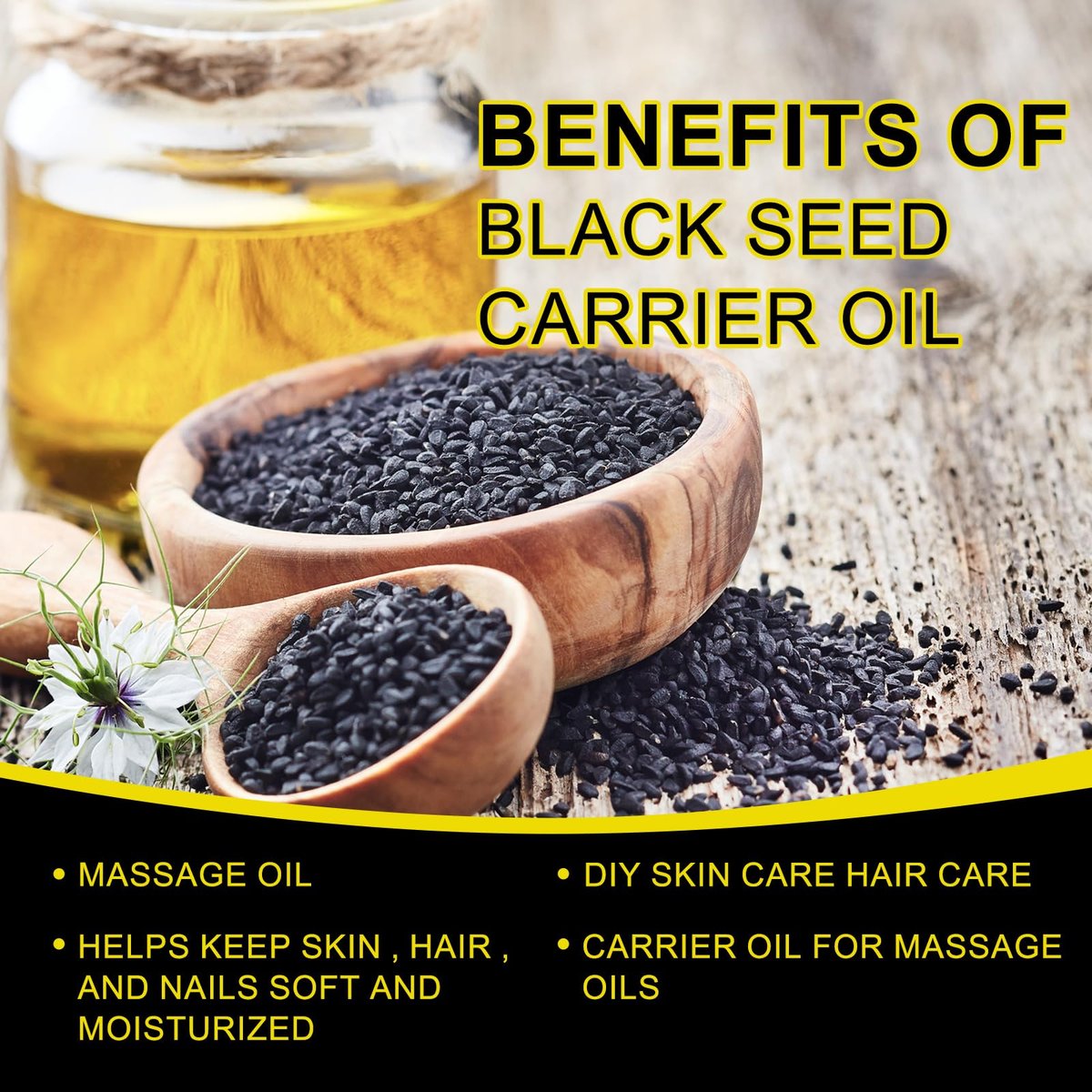 Organic Black Seed Oil - 100% Pure Unrefined, Natural Cold Pressed Black Seed Oil with 2% TQ and a Dynamic Harmony of Omegas 3, 6, 9 Antioxidant, Immune Boost, Joints, Skin & Hair 2.02 Fl Oz (1 Pack) - görsel 15