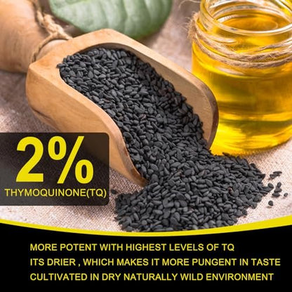 Organic Black Seed Oil - 100% Pure Unrefined, Natural Cold Pressed Black Seed Oil with 2% TQ and a Dynamic Harmony of Omegas 3, 6, 9 Antioxidant, Immune Boost, Joints, Skin & Hair 2.02 Fl Oz (1 Pack)