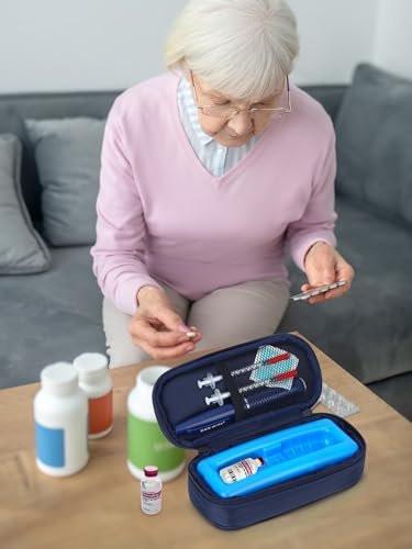 YOUSHARES Insulin Vials Cooler Travel Case - TSA Approved Diabetic Medication Vial Cooling Bag with Protective Ice Brick, Refrigerated Diabetes Supplies Organizer, Small Bottle Carrying Storage - görsel 6