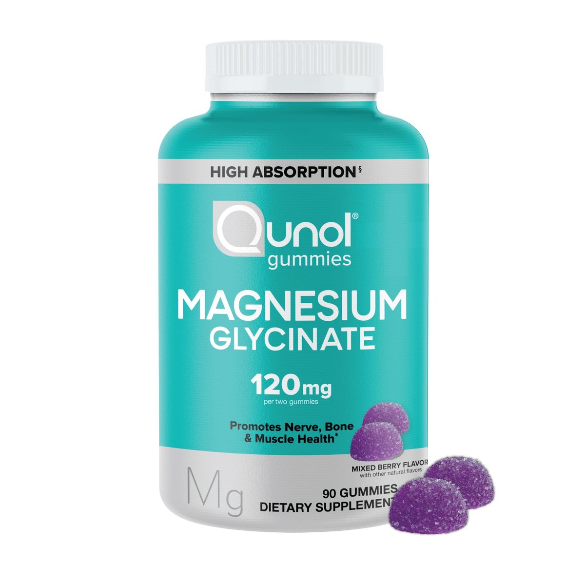 Qunol Magnesium Glycinate Gummies, 120mg of – High Absorption Magnesium Glycinate: Magnesium glycinate is – Image 14