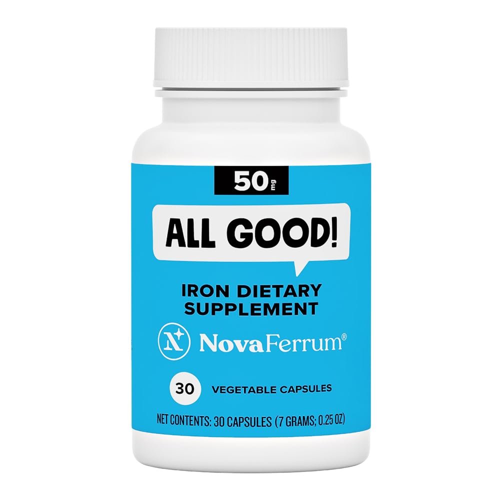 NovaFerrum All Good | Iron Capsule Supplements for Adults | Anemia | 50mg of Iron | 30 Servings | Sugar Free - görsel 1