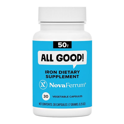 NovaFerrum All Good | Iron Capsule Supplements for Adults | Anemia | 50mg of Iron | 30 Servings | Sugar Free