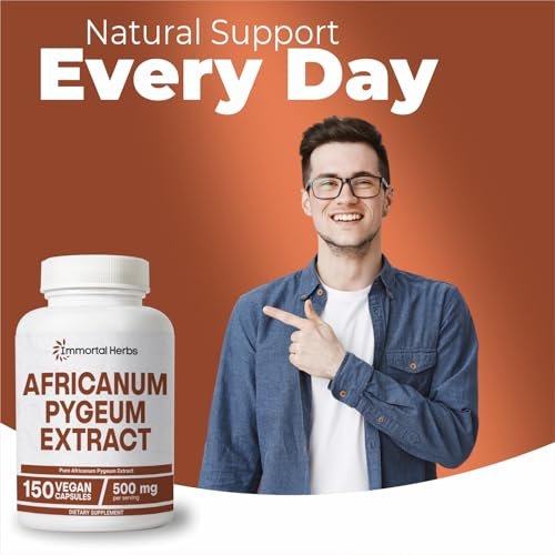 Immortal Herbs Africanum Pygeum 500mg, 25:1 Extract, 150 Pills, Extra Strength Pygeum Supplement for Men and Women, Non-GMO and Gluten-Free Bark Extract Capsules, 5 Months Supply - görsel 2