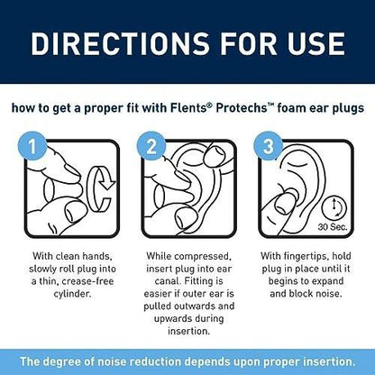 Flents Protechs Foam Ear Plugs for Sleeping, Snoring, Traveling, Concerts, Construction & Studying, Ultra Soft & Comfortable, Blue, 10 Pairs, NRR 32 Hearing Protection for Loud Noise