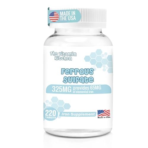 The Vitamin Kitchen Ferrous Sulfate 325 mg (65 mg Elemental Iron) High Potency Iron Supplement - High Potency Iron Pills for Red Blood Cells - No Artificial Color Additives - 220 Tablets Made in USA - görsel 2