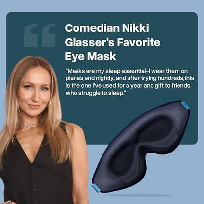 MyHalos® Sleep Mask – 3D Blackout Eye Mask for Women & Men, Side Sleepers, Zero Pressure Memory Foam Eyelash Friendly, Breathable, Award-Winning Sleep Aid for Travel (Navy Blue, 1 Count (Pack of 1))