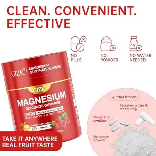 Magnesium Glycinate Gummies 500mg – Sugar Free Magnesium Gummies for Sleep, Stress, Muscle & Nerve Support – for Adults & Kids 4+, Vegan, No Melatonin (Raspberry Flavor, 60 Count) - görsel 5