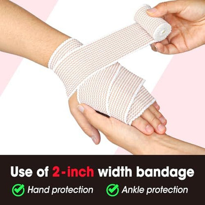 YesBes 6 Pack Premium Elastic Bandage Wrap (2x2, 2x3, 2x4) - Compression Bandage Wrap for Legs, Ankle, Knee, Tummy