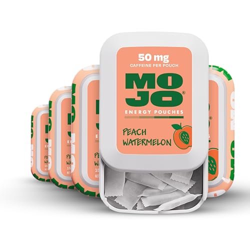 MOJO Energy Pouches Peach Watermelon Flavor, 50 mg per Caffeine Pouch, 15 Pouches, 5-Pack - görsel 1