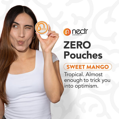 Nectr Energy Zero Pouches - No Caffeine, No Sugar, Zero Calories Mini Pouches for Oral Fixation and Stress Relief - 4 Pucks of 20 - Sweet Mango Flavor
