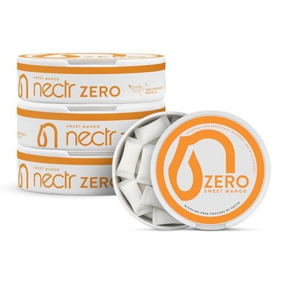 Nectr Energy Zero Pouches - No Caffeine, No Sugar, Zero Calories Mini Pouches for Oral Fixation and Stress Relief - 4 Pucks of 20 - Sweet Mango Flavor