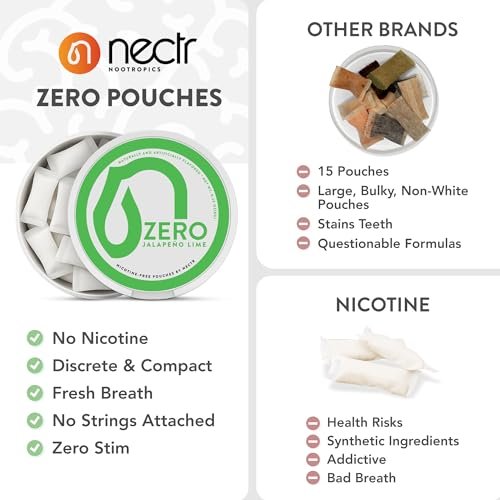 Nectr Energy Zero Pouches - No Caffeine, No Sugar, Zero Calories Mini Pouches for Oral Fixation and Stress Relief - 4 Pucks of 20 - Sweet Mango Flavor - görsel 12