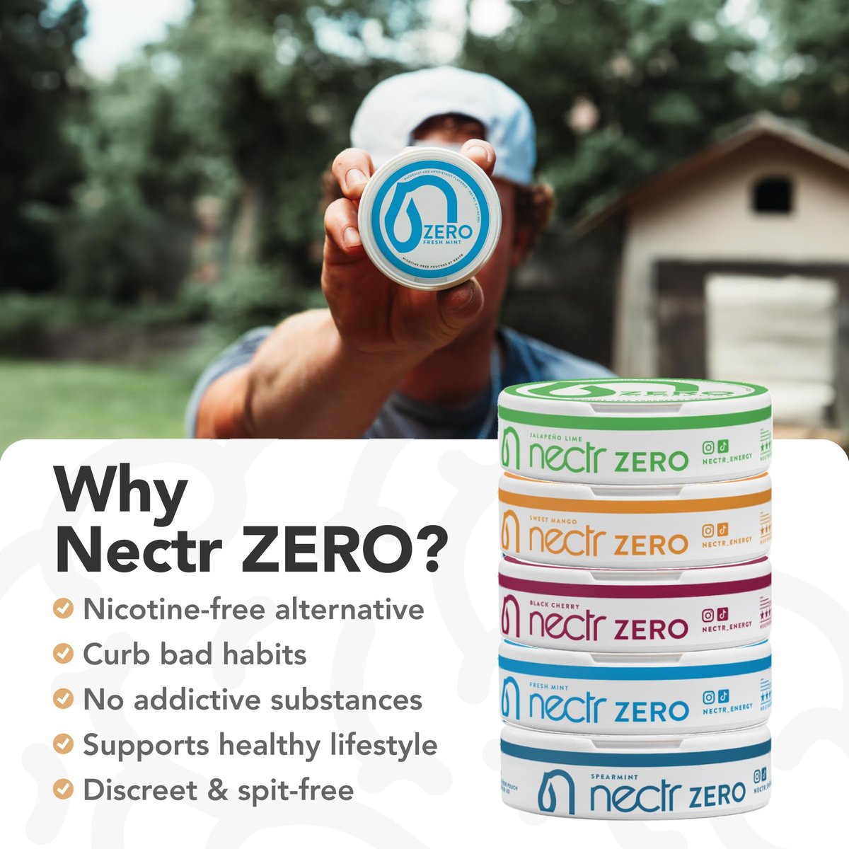 Nectr Energy Zero Pouches - No Caffeine, No Sugar, Zero Calories Mini Pouches for Oral Fixation and Stress Relief - 4 Pucks of 20 - Sweet Mango Flavor - görsel 7