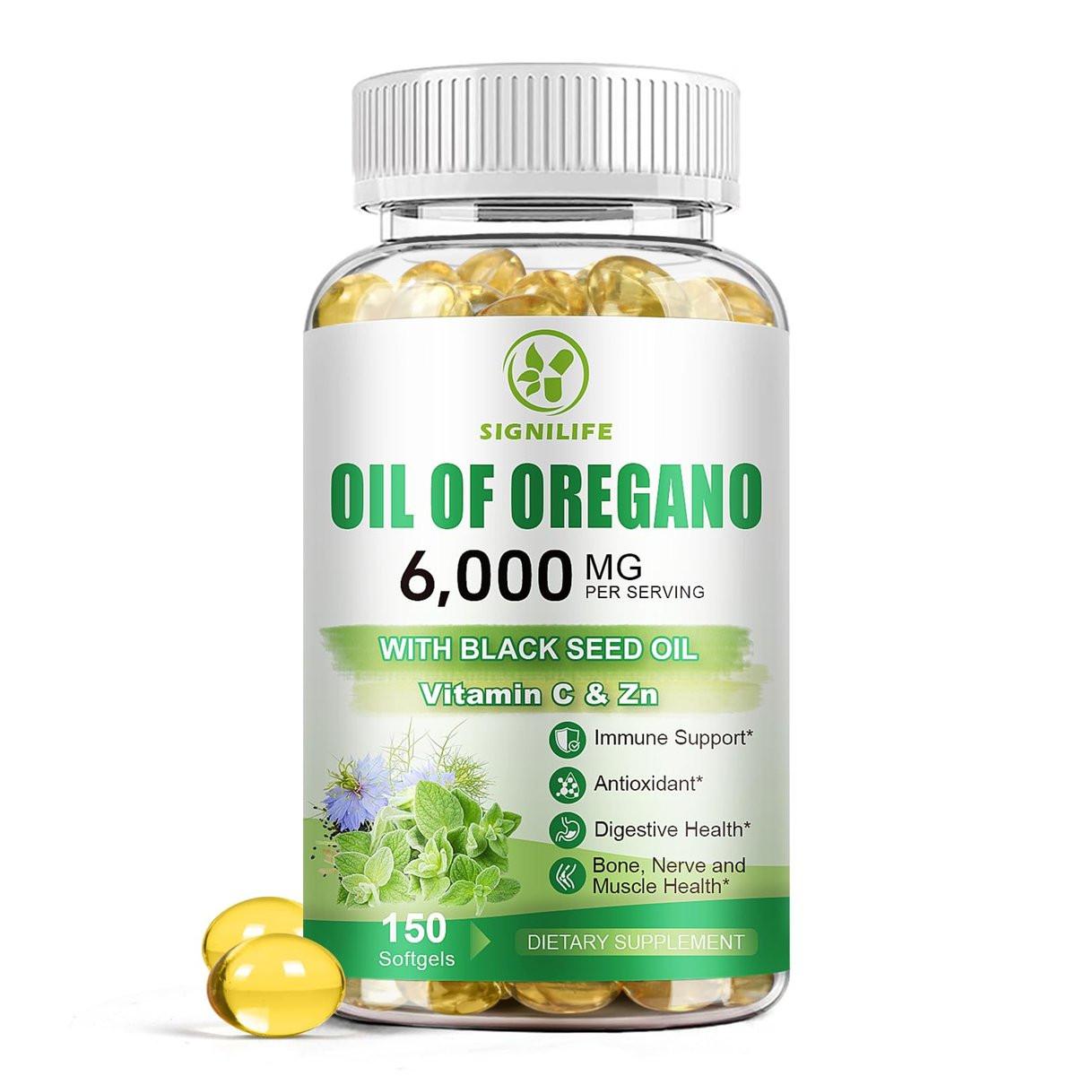 SIGNILIFE Oil of Oregano with Black Seed Oil, 6000mg Oregano Oil Capsules for Immune Support with High Carvacrol & Thymoquinone, Antioxidant, Non-GMO, Gluten Free, 150 Softgels - görsel 4