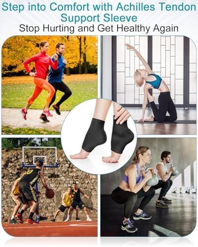 PGRODE Achilles Tendon Sleeve with Silicone Heel Protector Cushion Pad, Achilles Tendonitis Support Compression Socks for Women Plantar Fasciitis, Bursitis, Heel Pain Relief, 1 Pair (Black) - görsel 6