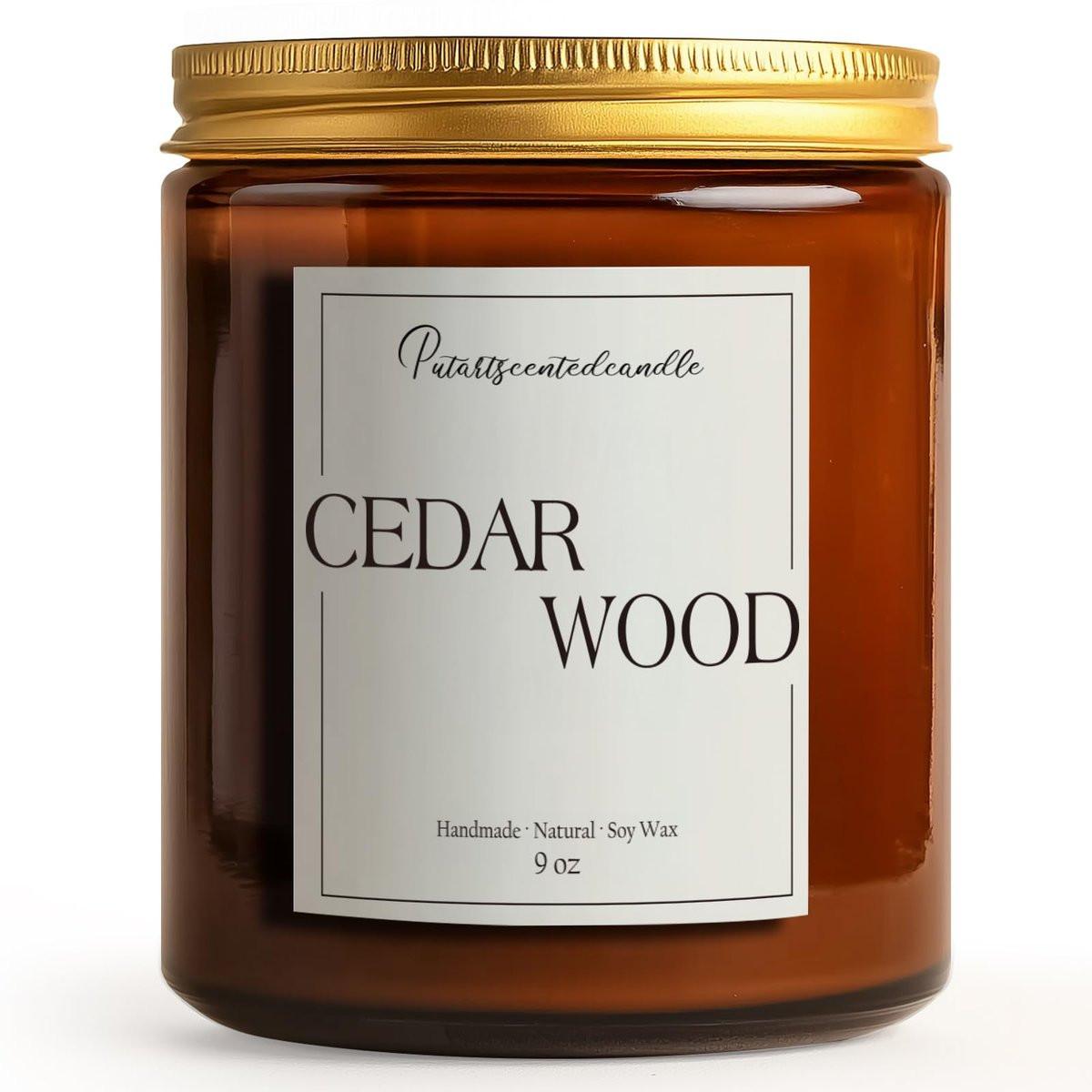 Putart Cedar Wood Candles for Home Scented, Natural Soy Aromatherapy Non Toxic Candles with Long Lasting Fragrance & Clean Burn, Luxury Jar Candle Gifts for Women, Men, Home Decoration 9oz - görsel 9