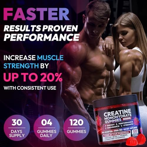 Cytona Creatine Gummies Monohydrate Complex, Pre-Workout for Men & Women, Creatine Gummy with L-Taurine, BCAA 2:1, B12/6 for Muscle Support, Enhance Strength, Energy Boost-120 Count - görsel 9