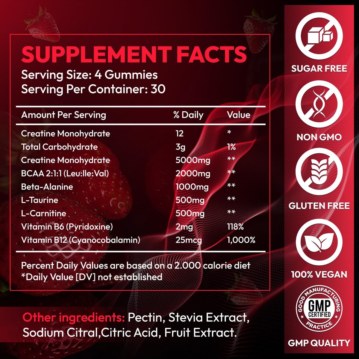 Cytona Creatine Gummies Monohydrate Complex, – L-Taurine: An amino acid that supports cardiovascular health, – Image 10