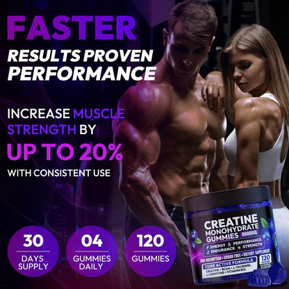 Cytona Creatine Gummies Monohydrate Complex for Men & Women, Creatine Pre-Workout for Enhance Muscle Strength Recovery Cognitive Health & Memory, 120 Gummies Sugar Free Vegan Non-GMO
