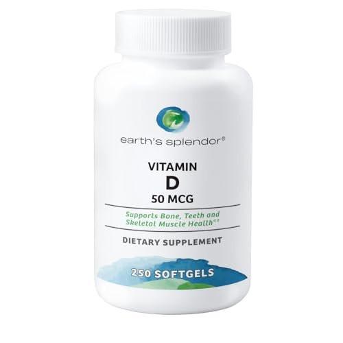 Earth's Splendor Vitamin D, 250 Softgels, 50mcg of Vitamin D, 4 Month Supply - görsel 2