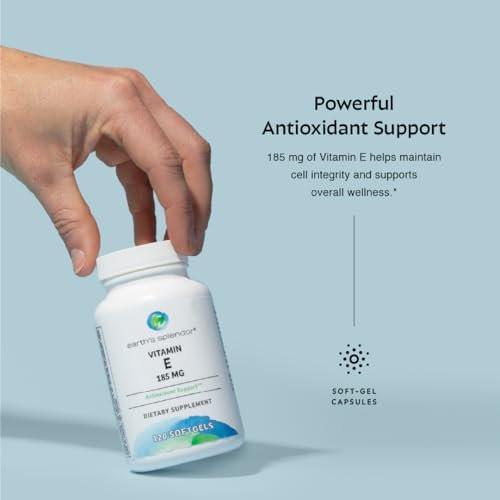 Earth's Splendor Vitamin E, 120 Softgels, 185mg Vitamin E, 4 Month Supply - görsel 6