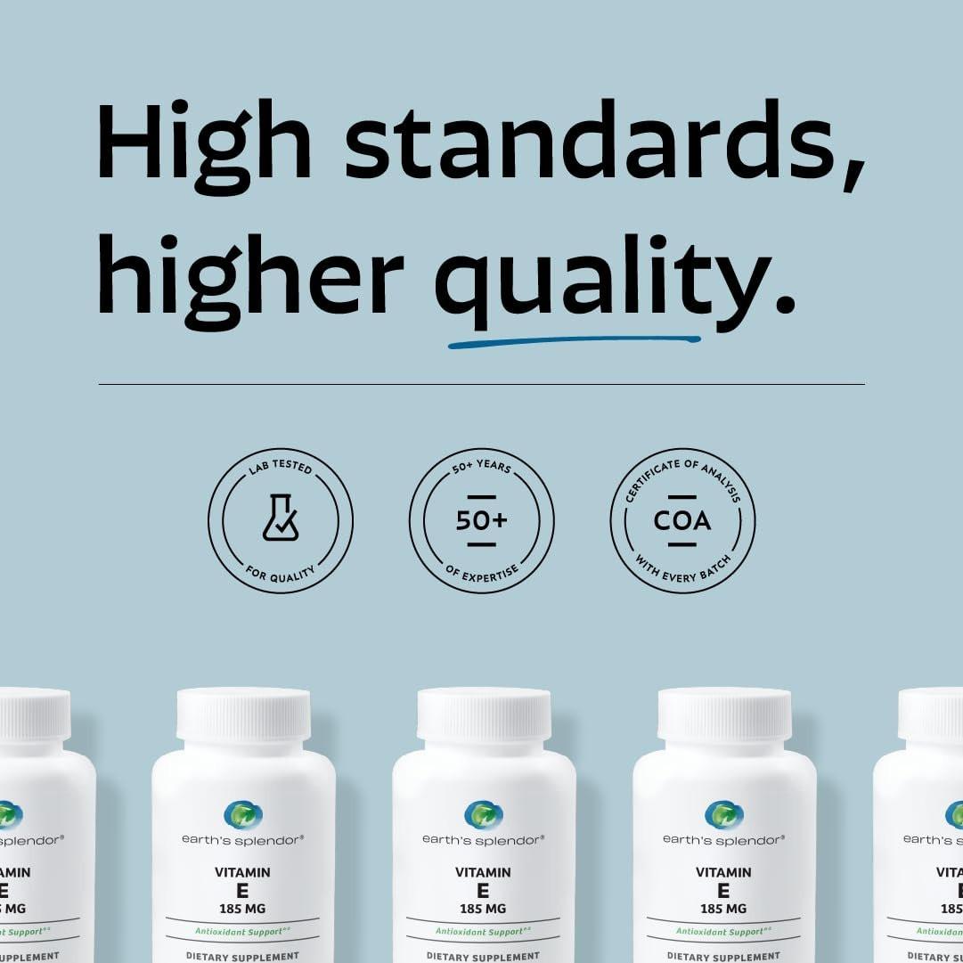 Earth's Splendor Vitamin E, 120 Softgels, 185mg Vitamin E, 4 Month Supply - görsel 9