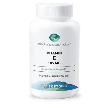 Earth's Splendor Vitamin E, 120 Softgels, 185mg Vitamin E, 4 Month Supply